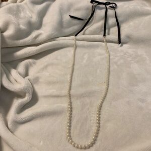 LOFT String of Pearls with black tie